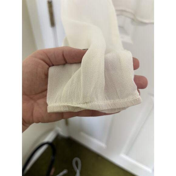 Reformation White Cropped Long Sleeve Top Size XS Boho Sheer Peasant Renfest - Picture 7 of 10